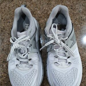 Hoka White and Gray Athletic Running Shoes